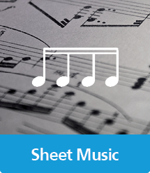 Graphic of Sheet Music with text and icon