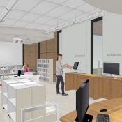 Inside the new Carlisle branch desks are pictured